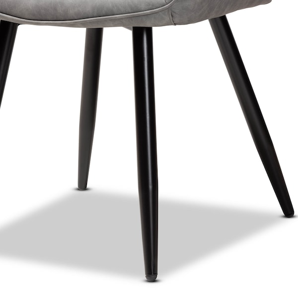 Baxton Studio Astrid Grey Upholstered and Black Metal 4-Piece Dining Chair Set - 171-10794