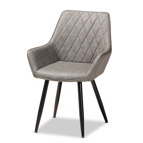 Baxton Studio Astrid Grey Upholstered and Black Metal 4-Piece Dining Chair Set - 171-10794