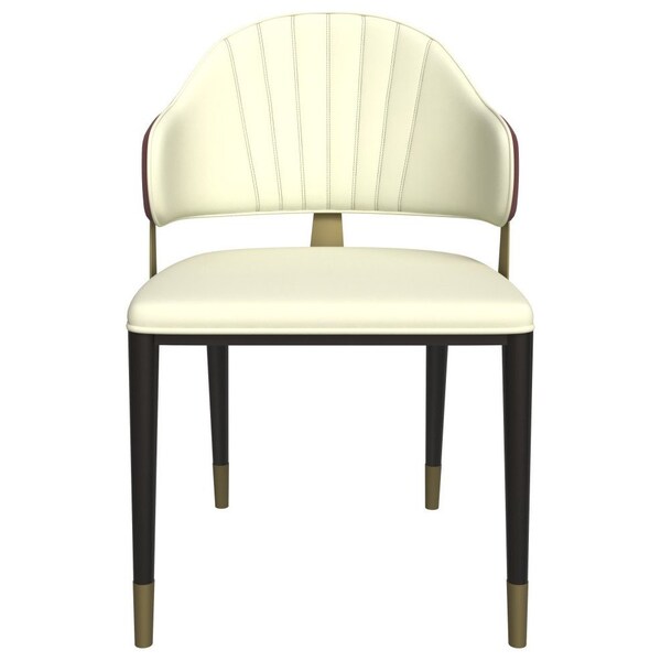 Leisuremod Aria Modern Dining Chair in Leather and Iron Legs with Curved Back in Red - AC45R