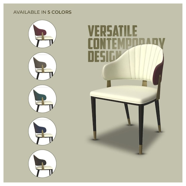 Leisuremod Aria Modern Dining Chair in Leather and Iron Legs with Curved Back in Red - AC45R