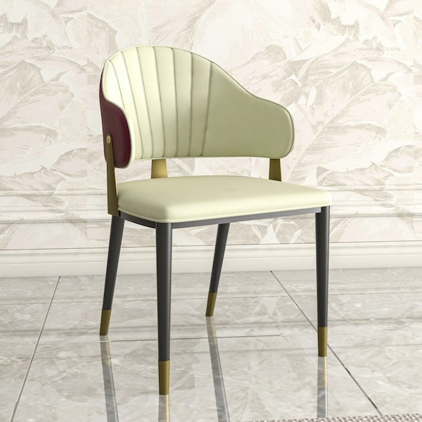 Leisuremod Aria Modern Dining Chair in Leather and Iron Legs with Curved Back in Red - AC45R