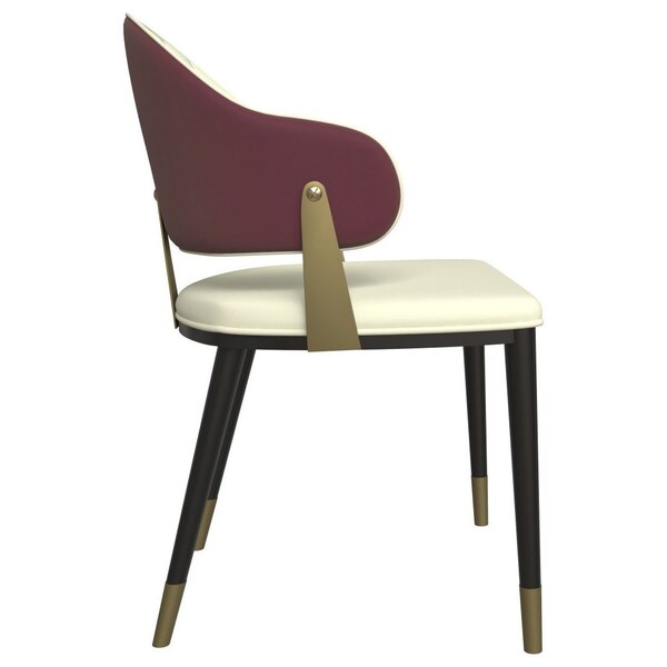 Leisuremod Aria Modern Dining Chair in Leather and Iron Legs with Curved Back in Red - AC45R