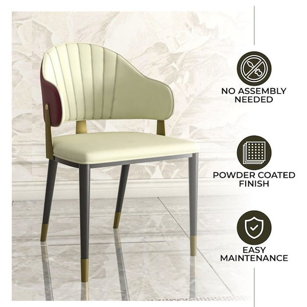 Leisuremod Aria Modern Dining Chair in Leather and Iron Legs with Curved Back in Red - AC45R
