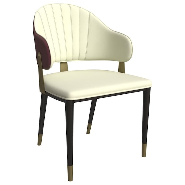 Leisuremod Aria Modern Dining Chair in Leather and Iron Legs with Curved Back in Red - AC45R