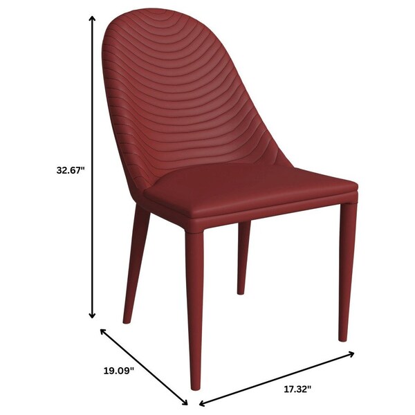 Leisuremod Seville Modern Leather Dining Side Chair with Iron Legs in Red, 2PK - SC48R2