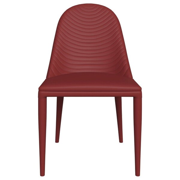 Leisuremod Seville Modern Leather Dining Side Chair with Iron Legs in Red, 2PK - SC48R2