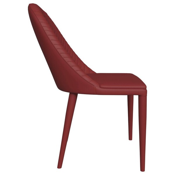 Leisuremod Seville Modern Leather Dining Side Chair with Iron Legs in Red, 2PK - SC48R2