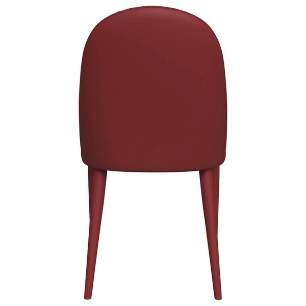 Leisuremod Seville Modern Leather Dining Side Chair with Iron Legs in Red, 2PK - SC48R2