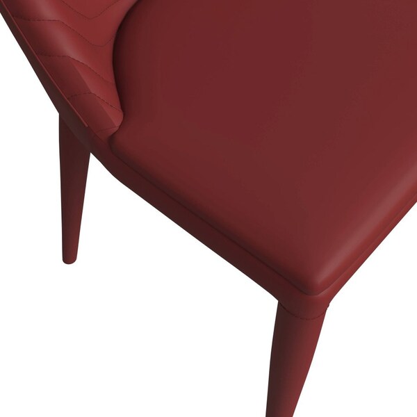 Leisuremod Seville Modern Leather Dining Side Chair with Iron Legs in Red, 2PK - SC48R2