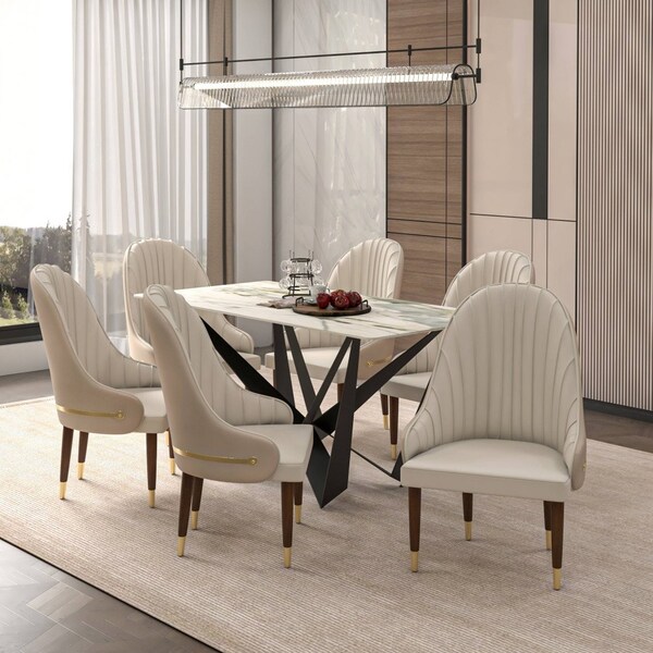 Leisuremod Elara Collection Wooden Dining Chair in Cream, 4PK - EC59CR4