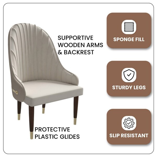Leisuremod Elara Collection Wooden Dining Chair in Cream, 4PK - EC59CR4
