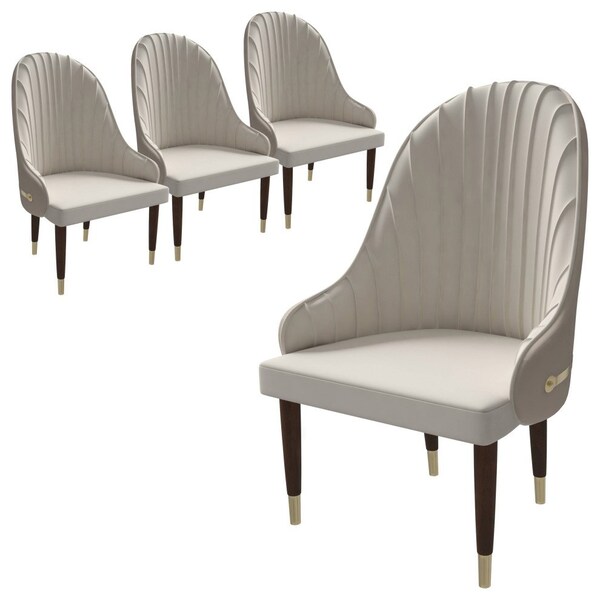 Leisuremod Elara Collection Wooden Dining Chair in Cream, 4PK - EC59CR4