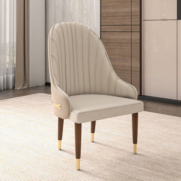 Leisuremod Elara Collection Wooden Dining Chair in Cream, 4PK - EC59CR4