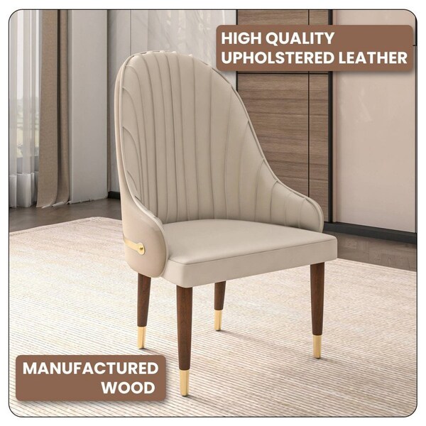 Leisuremod Elara Collection Wooden Dining Chair in Cream, 4PK - EC59CR4