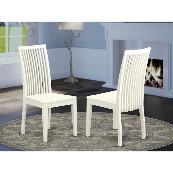 East West Furniture Ipswich Dining Chair with Slatted Back - Linen White - Set of 2 - IPC-LWH-W
