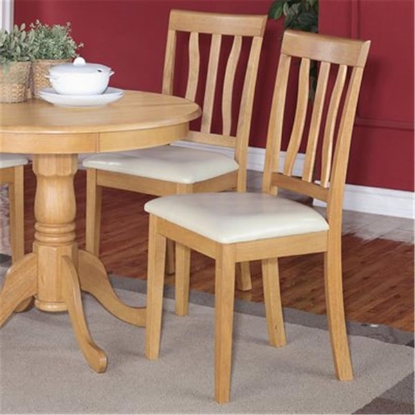 Wooden Imports Furniture AD01-LC-oAK Antique Chair Faux Leather Seat with oak Finish, 2PK - ANC-OAK-LC