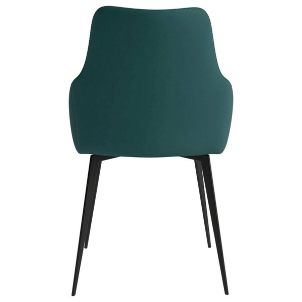 Leisuremod Sonnet Modern Dining Chair in Cream/Green Leather and Iron Legs, 2PK - SC51CRDG2