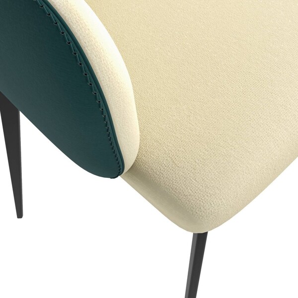 Leisuremod Sonnet Modern Dining Chair in Cream/Green Leather and Iron Legs, 2PK - SC51CRDG2