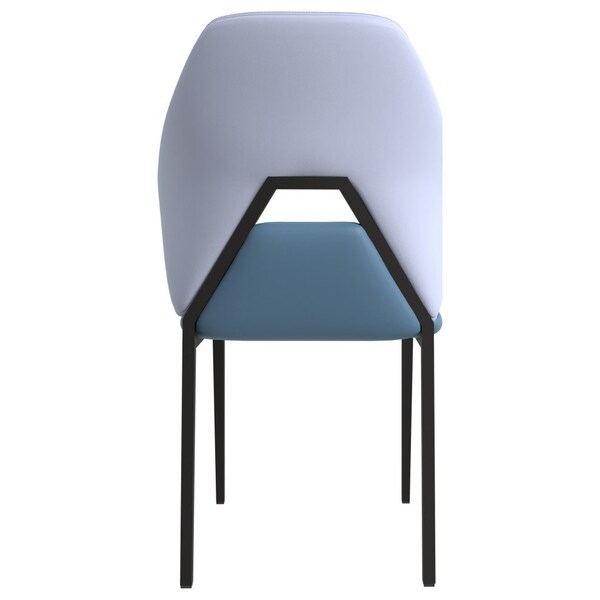 Leisuremod Eclat Modern Leather Dining Side Chair with Iron Legs in Blue/Grey - EC50BUGR