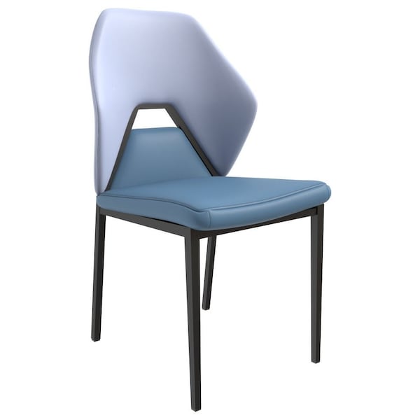 Leisuremod Eclat Modern Leather Dining Side Chair with Iron Legs in Blue/Grey - EC50BUGR