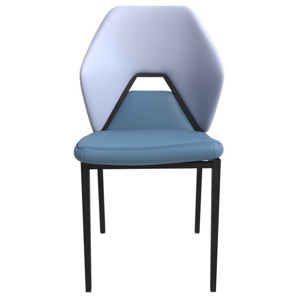 Leisuremod Eclat Modern Leather Dining Side Chair with Iron Legs in Blue/Grey - EC50BUGR