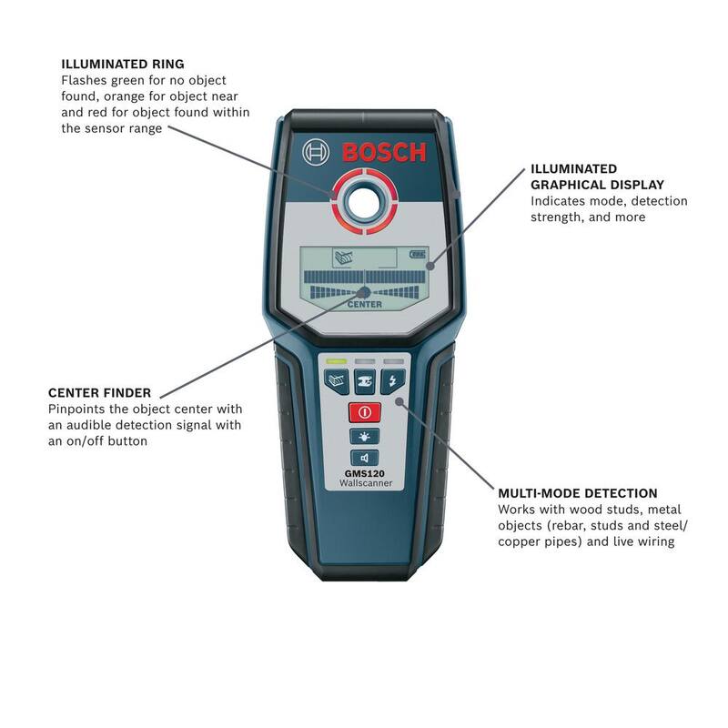 Bosch Digital Wall Scanner with Modes for Wood, Metal, and AC Wiring - GMS120