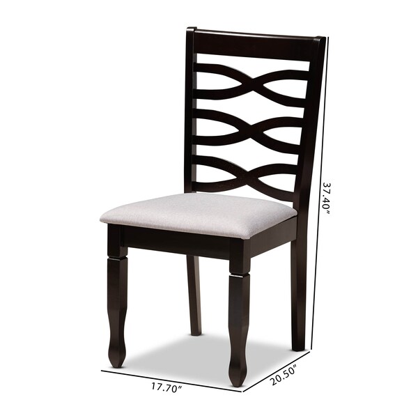 Baxton Studio Lanier Grey Upholstered Espresso Wood 2-Piece Dining Chair Set - 169-10530
