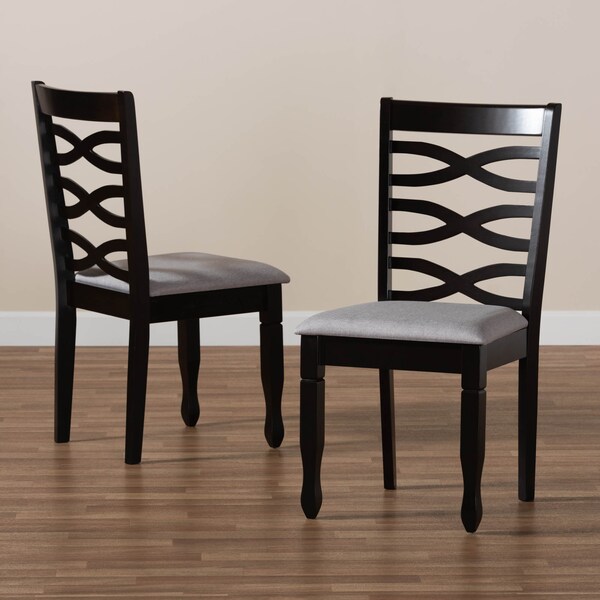 Baxton Studio Lanier Grey Upholstered Espresso Wood 2-Piece Dining Chair Set - 169-10530