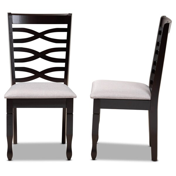Baxton Studio Lanier Grey Upholstered Espresso Wood 2-Piece Dining Chair Set - 169-10530