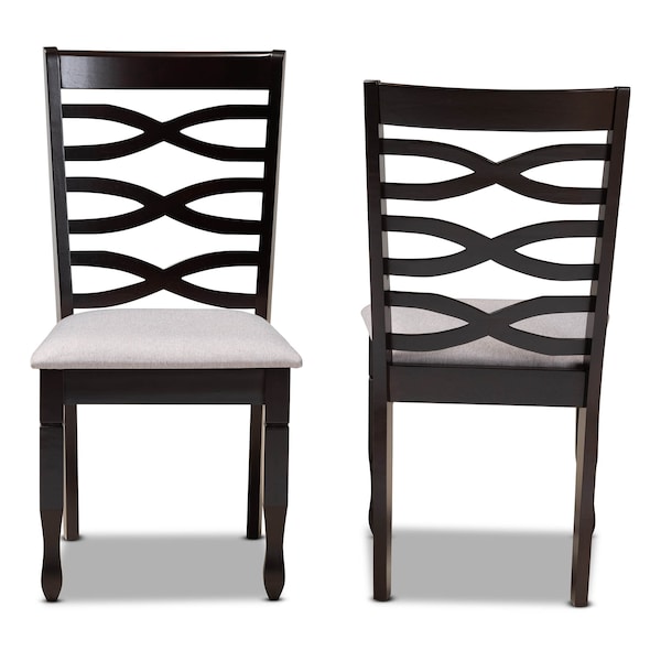 Baxton Studio Lanier Grey Upholstered Espresso Wood 2-Piece Dining Chair Set - 169-10530