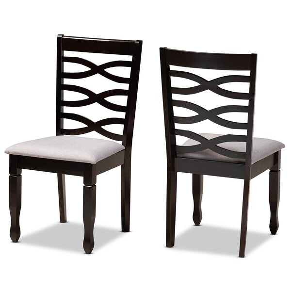 Baxton Studio Lanier Grey Upholstered Espresso Wood 2-Piece Dining Chair Set - 169-10530