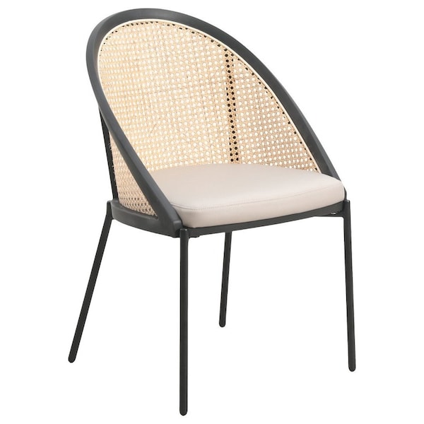 Leisuremod Urbane Collection Modern Dining Chair With Wicker back in Toupe - UC21WTP
