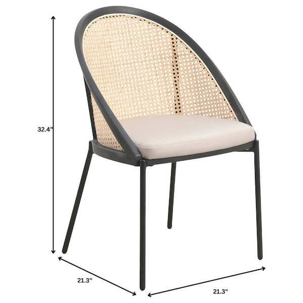 Leisuremod Urbane Collection Modern Dining Chair With Wicker back in Toupe - UC21WTP
