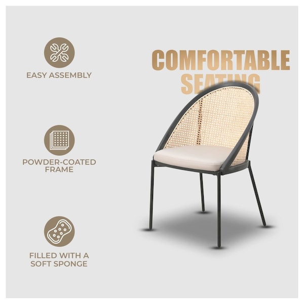 Leisuremod Urbane Collection Modern Dining Chair With Wicker back in Toupe - UC21WTP