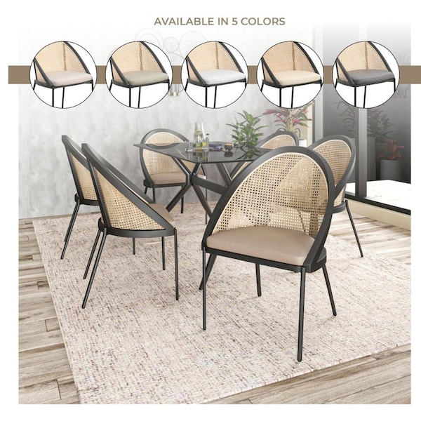 Leisuremod Urbane Collection Modern Dining Chair With Wicker back in Toupe - UC21WTP