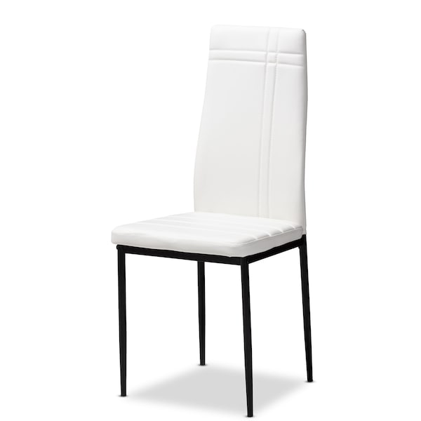 Baxton Studio Matiese Modern White Faux Leather Upholstered Dining Chair, PK4 - 146-8786