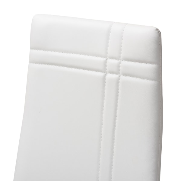 Baxton Studio Matiese Modern White Faux Leather Upholstered Dining Chair, PK4 - 146-8786