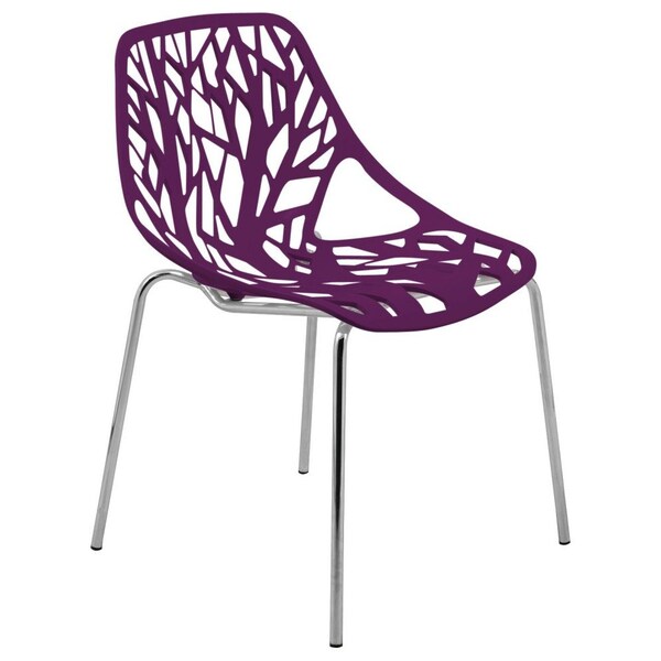 Leisuremod Modern Asbury Dining Chair with Chromed Legs, Purple - AC16PR
