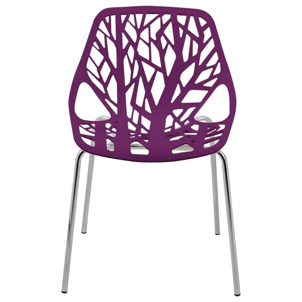 Leisuremod Modern Asbury Dining Chair with Chromed Legs, Purple - AC16PR