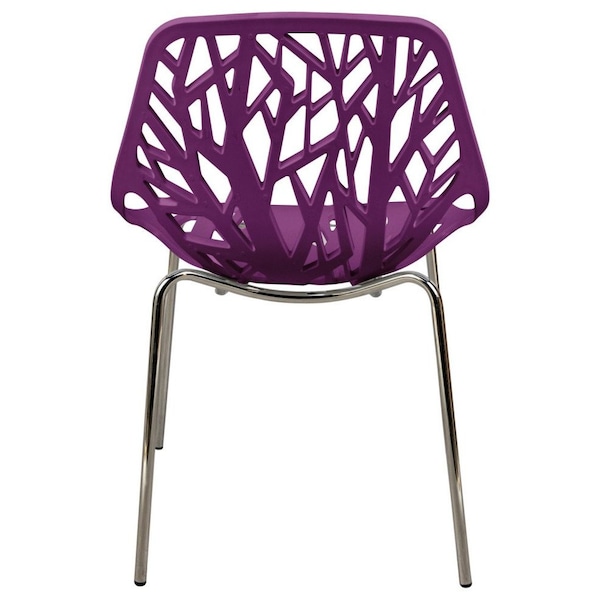 Leisuremod Modern Asbury Dining Chair with Chromed Legs, Purple - AC16PR