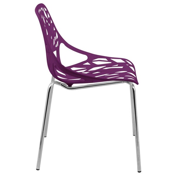 Leisuremod Modern Asbury Dining Chair with Chromed Legs, Purple - AC16PR