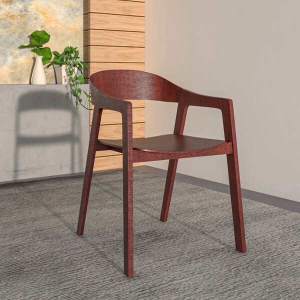 Leisuremod Rivo Collection Elegant Dining Chair in Dark Brown Wood - RC20WBR