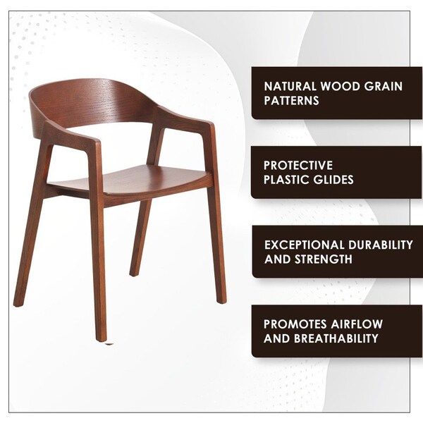 Leisuremod Rivo Collection Elegant Dining Chair in Dark Brown Wood - RC20WBR