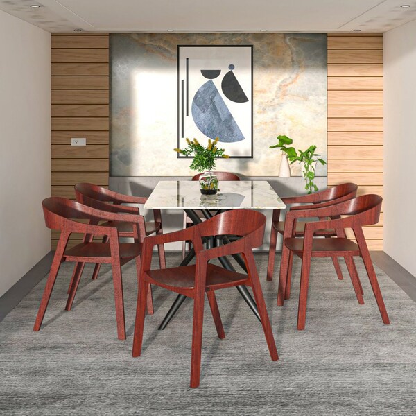 Leisuremod Rivo Collection Elegant Dining Chair in Dark Brown Wood - RC20WBR