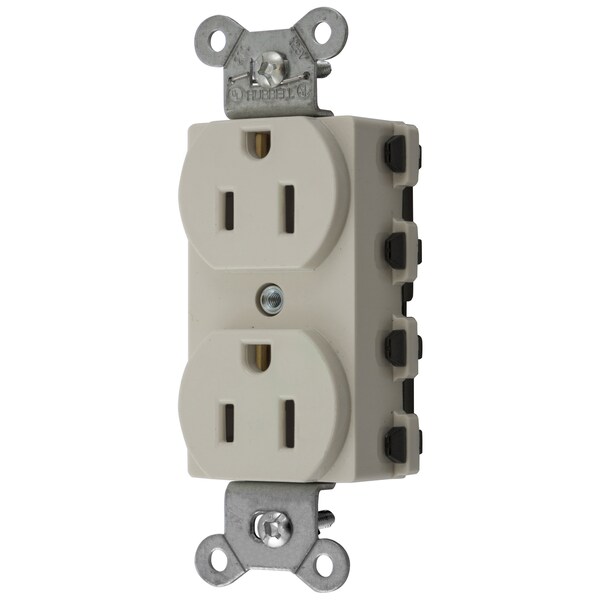 Hubbell Wiring Device-Kellems Straight Blade Devices, Receptacles, Duplex, SNAPConnect, 2-Pole 3-Wire Grounding, 15A 125V, 5-15R, Light Almond, Nylon, USA. - SNAP5262LANA