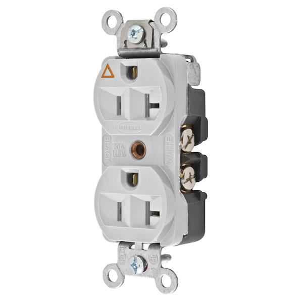 Hubbell Wiring Device-Kellems Straight Blade Devices, Receptacles, Duplex, Hubbell-Pro Heavy Duty, 2-Pole 3-Wire Grounding, 20A 125V, 5-20R, Office White, Isolated Ground. - CR5352IGOW