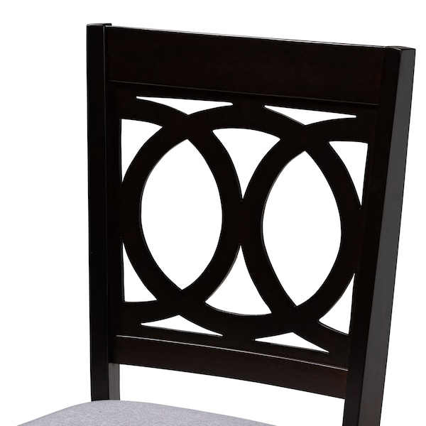 Baxton Studio Lenoir Gray Upholstered Espresso Brown Finished Wood Dining Chair, PK4 - 153-9400