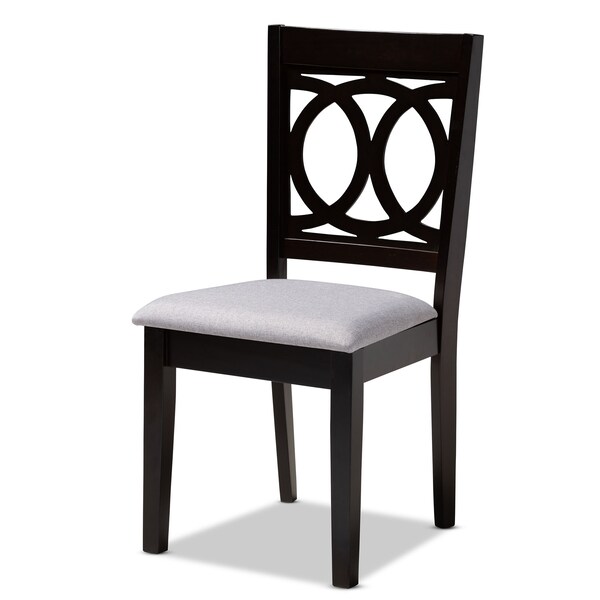 Baxton Studio Lenoir Gray Upholstered Espresso Brown Finished Wood Dining Chair, PK4 - 153-9400