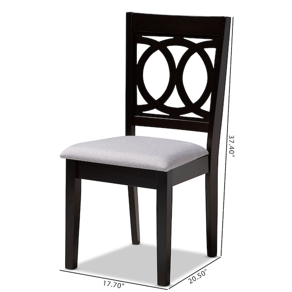 Baxton Studio Lenoir Gray Upholstered Espresso Brown Finished Wood Dining Chair, PK4 - 153-9400