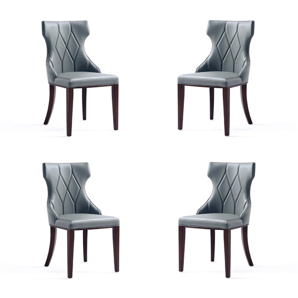 Manhattan Comfort Reine Faux Leather Dining Chair in Pebble Grey- Set of 4 - 2-DC007-PE